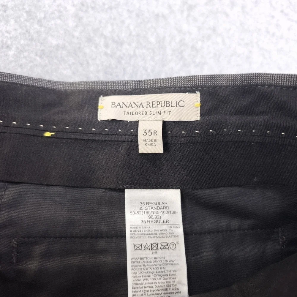 Banana Republic Dress Pants Mens 35R Tailored Slim Fit Gray Wool Reda Flexo